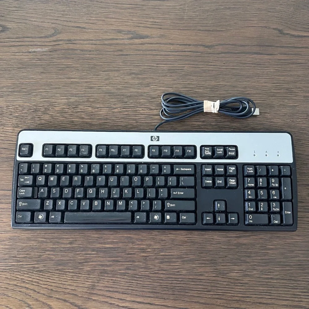 HP KU-0316 104-Key Wired USB Standard Desktop Keyboard 434821 001 002 007 Silver